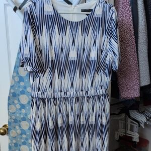 Maggy London Navy and White Striped Dress
